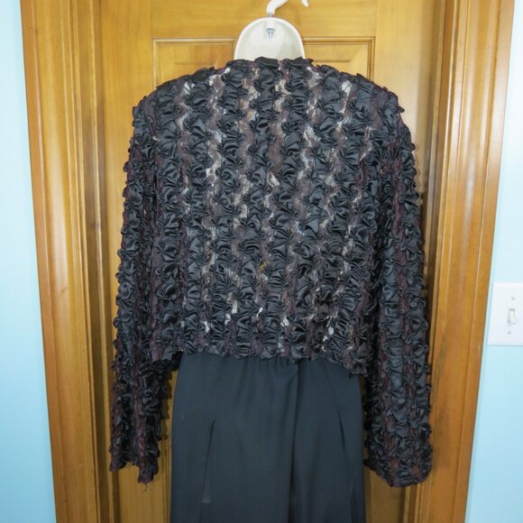 VTG Sweet Herb Black Ribbon & Brown Lace Bolero Jacket Size M/L - Picture 6 of 10